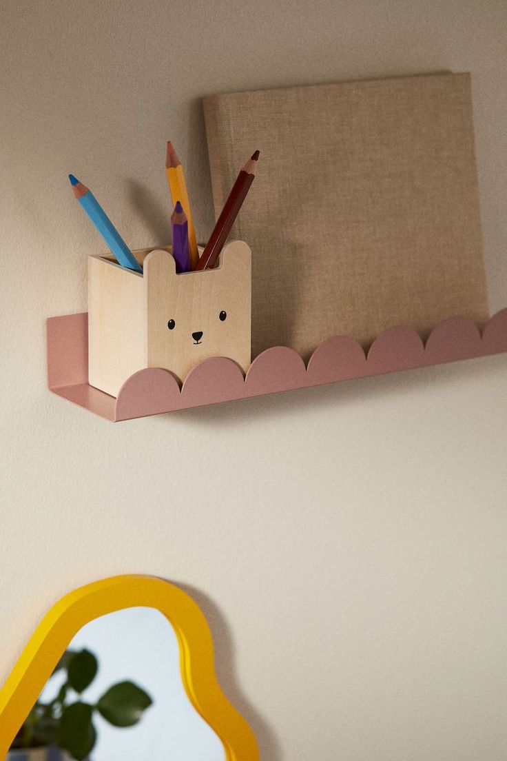 Pink Metal Wall Shelf – Scalloped Edge Design